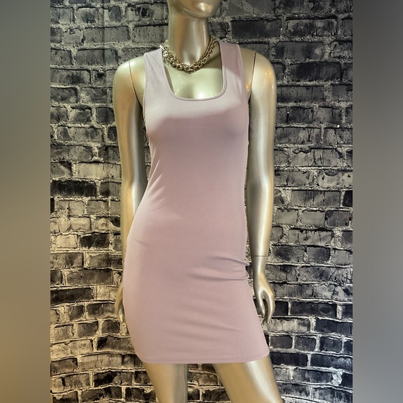 Pastel Lavender Purple Ribbed Bodycon Mini Dress - Picture 8 of 9